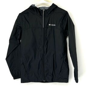 Columbia boys large Black Raincoat EUC